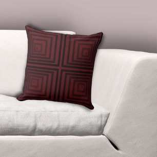 Stylish Red Cornered Nested Box Pattern Cushion