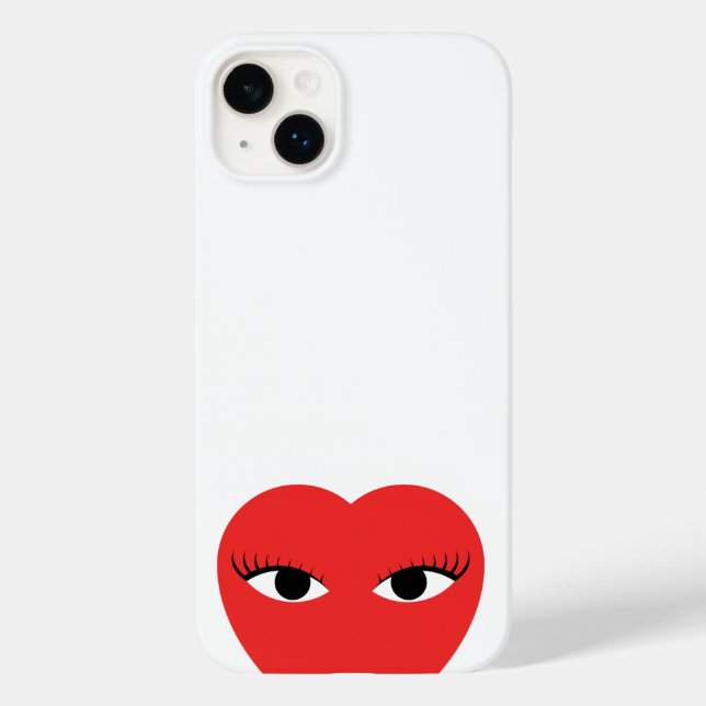 Stylish Red Cute Heart with Eyes on white Case-Mate iPhone Case (Back)