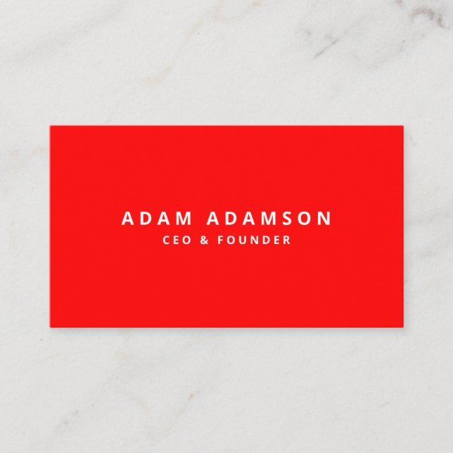 Stylish Red Founder Ceo President Startup Business Card (Front)