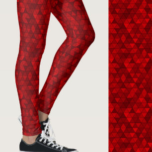 Stylish red geometric modern patterned leggings