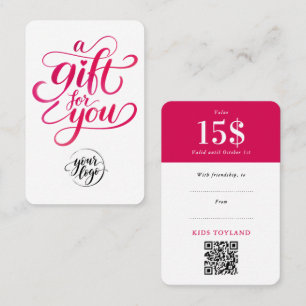 Stylish Red Gift Discount Voucher QR Code Script Card