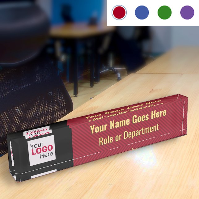 Stylish Red, Gold and Black with your logo / photo Nameplate (Creator Uploaded)