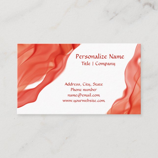 Stylish Red Gossamer Abstract Design  Business Card (Front)