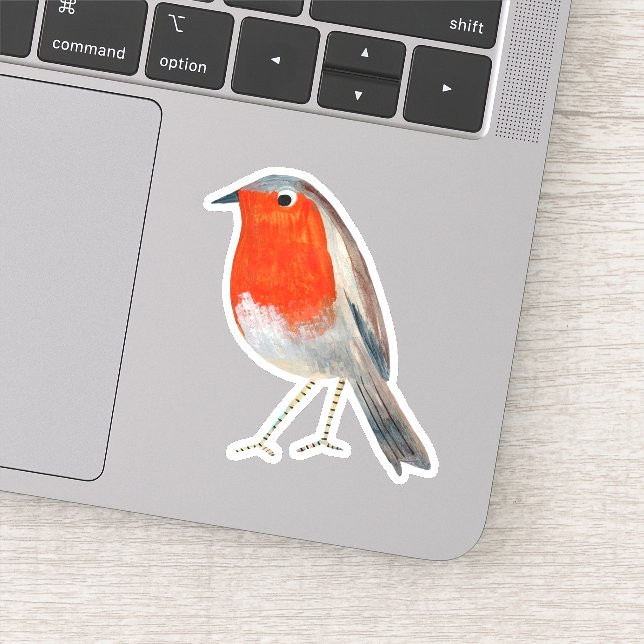 Stylish red & grey Robin bird  Sticker (Detail)