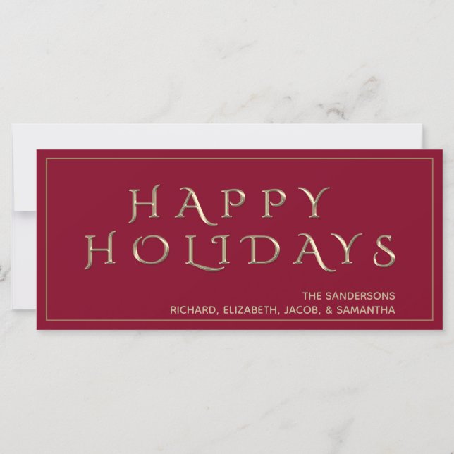 Stylish Red Happy Holidays Christmas (Front)