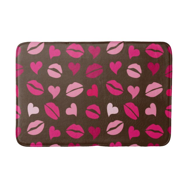 Stylish Red Heart Love Gift for Valentine’s Day Bath Mat (Front)
