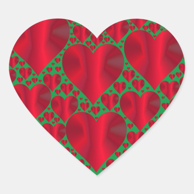 Stylish Red Heart on green Heart Sticker (Front)