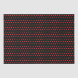 Stylish Red Hearts Pattern on Black Tissue Paper