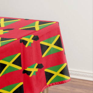 Stylish Red JAMAICAN MAP   Jamaica Flag Tablecloth