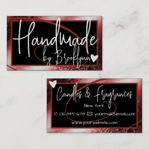 Stylish Red Maroon Frame Heart Handmade by Name  Business Card
