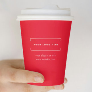Stylish red Minimalist Business Logo Corporate Paper Cups