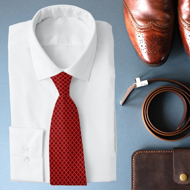 Stylish Red Modern Geometric Pattern Tie (Creator Uploaded)