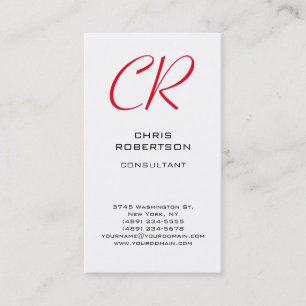 Stylish Red Monogram Black White Business Card