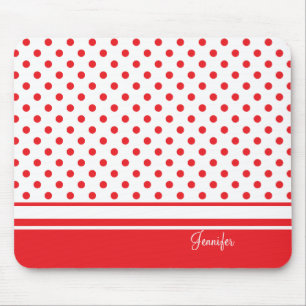 stylish red polka dots mouse mat