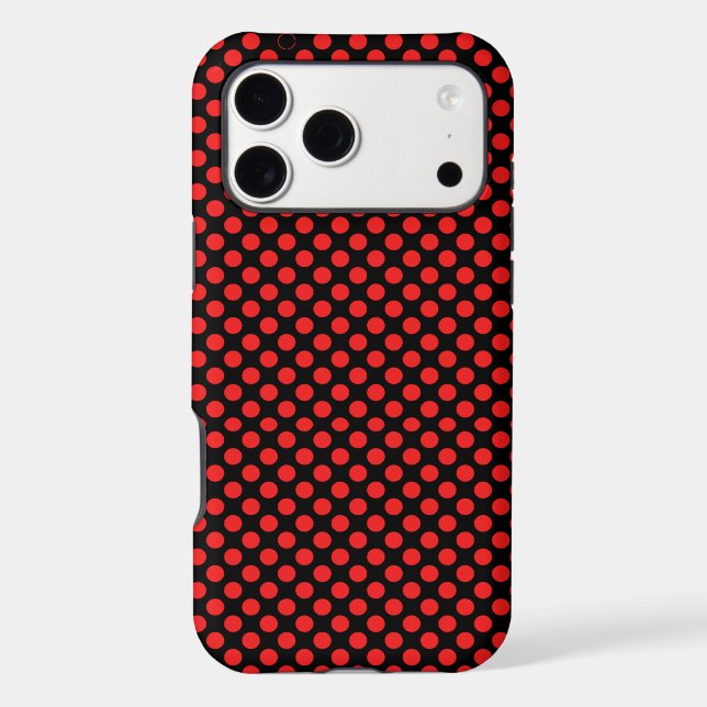 Stylish Red Polka Dots Pattern On Vintage Black (Back)