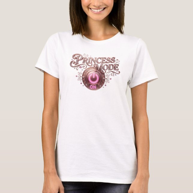 Stylish Red PRINCESS MODE ON Graphic Tee (Front)