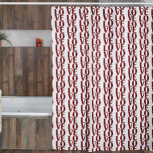 Stylish Red Rose Love Typography Modern Elegant Shower Curtain