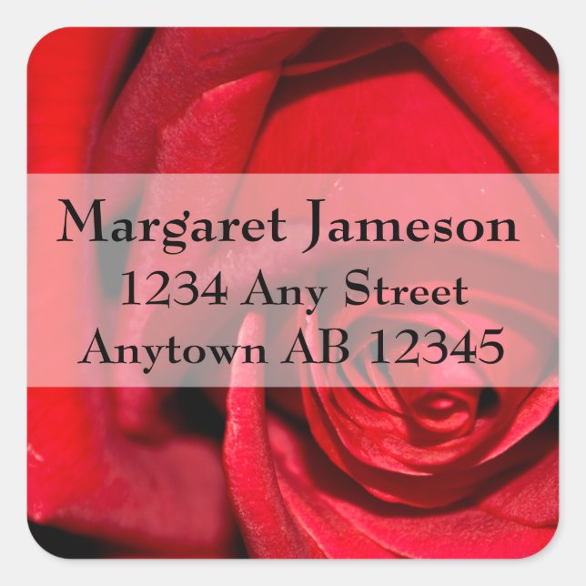 Stylish Red Rose Wedding Return Address Label (Front)