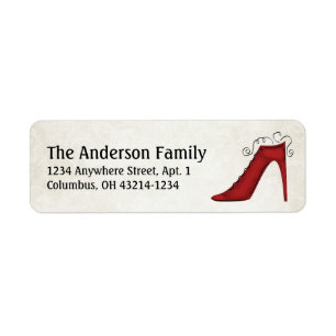 Stylish Red Shoe/Boot Return Address Labels