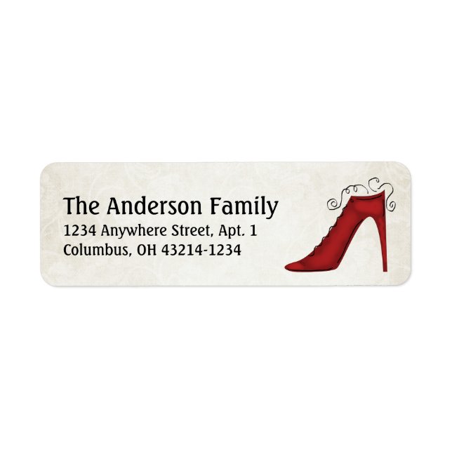 Stylish Red Shoe/Boot Return Address Labels (Front)