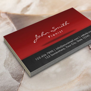 Stylish Red Stage Pianist Business Card