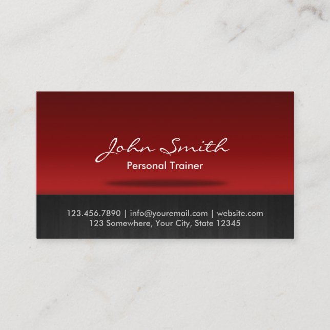 Stylish Red Stage Trainer Business Card (Front)