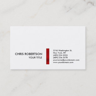 Stylish Red Striped White Business Card