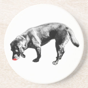 Stylish Red Tongue Labrador Sniffing Ink Art Coaster