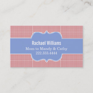 Stylish Red & White Gingham Mummy Play Date Card