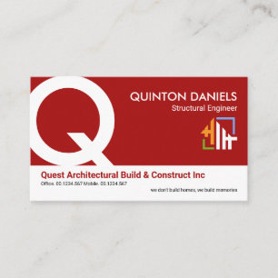 Stylish Red White Layers Monogram Founder CEO Business Card