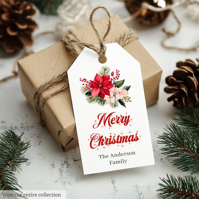 Stylish Red White Poinsettia Printable Gift Tag (Stylish Red White Poinsettia Printable Gift Tag

)