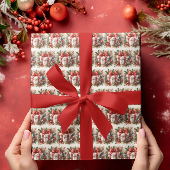 Stylish Red White Polka Dot Coquette Christmas Wrapping Paper (Creator Uploaded)