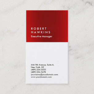 Stylish red white professional plain manager business card