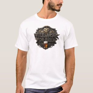 Stylish Red WILL WORK FOR BEER Text Design T-Shirt