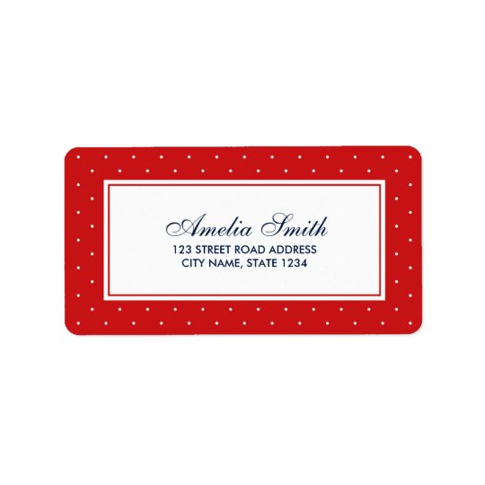 Stylish Red with Classic White Polka Dot Address Address Label