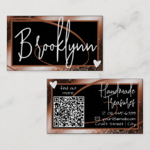 Stylish Reddish Brown Copper Frame Heart QR Code