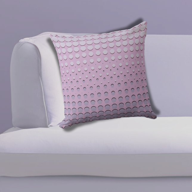 Stylish Regular Strings of Purple Dots Pattern Cushion (Stylish Shades of Purple Halftone Dots Throw Pillow)