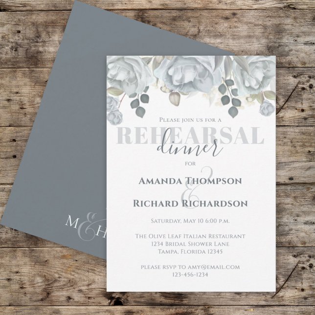 Stylish Rehearsal Dinner Floral Calligraphy Script Invitation (Creator Uploaded)