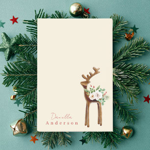 Stylish Reindeer and Christmas Watercolor Floral Post-it Notes