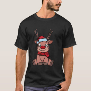 Stylish Reindeer Rudolph Red Nose Christmas Xmas  T-Shirt