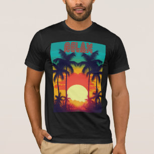 Stylish RELAX Retro Tropical Sunset T-Shirt