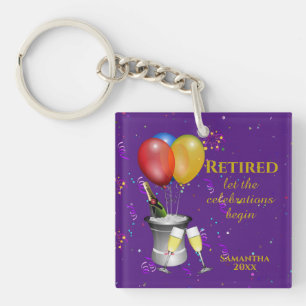 Stylish Retirement Celebration Purple Key Ring