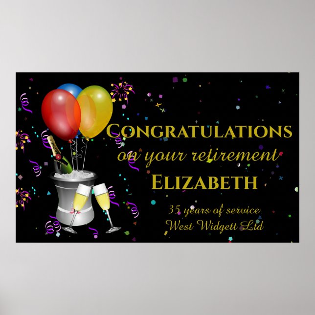 Stylish Retirement Celebrations Party sign (Front)