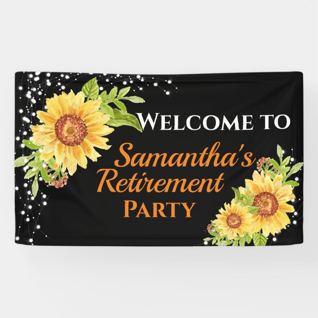 Stylish Retirement Party Floral Sunflower Banner (Horizontal)