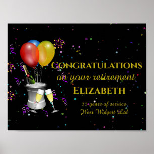 Stylish Retirement Sparkling Wine Celebration Poster