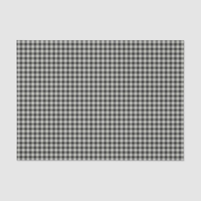 Stylish Retro Black and Grey Gingham Plaid Pattern Tissue Paper (Front)