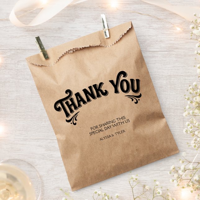 Stylish retro black & Craft wedding  Favour Bags (Clipped)