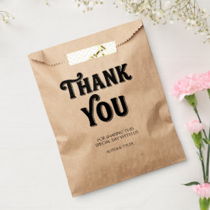Stylish retro black & Craft wedding Favour Bags