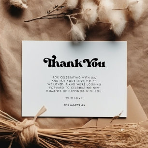 Stylish retro black & white Baby shower Thank You Card