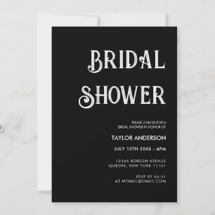 Stylish retro black & white Bridal shower Invitation